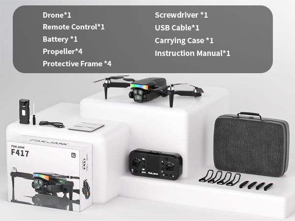 F417 Drone with Camera 1080P for Beginners and Adults,RGB LED Light 90°Electric Adjustable Lens,FPV Drone Mini RC Quadcopter with Live Video Camera,360° Flip,One Key Take Off/Land,Carry Case,Black