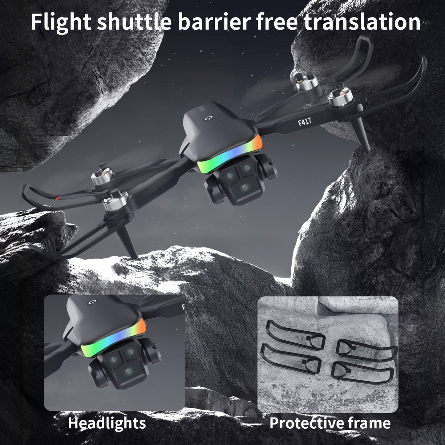 F417 Drone with Camera 1080P for Beginners and Adults,RGB LED Light 90°Electric Adjustable Lens,FPV Drone Mini RC Quadcopter with Live Video Camera,360° Flip,One Key Take Off/Land,Carry Case,Black