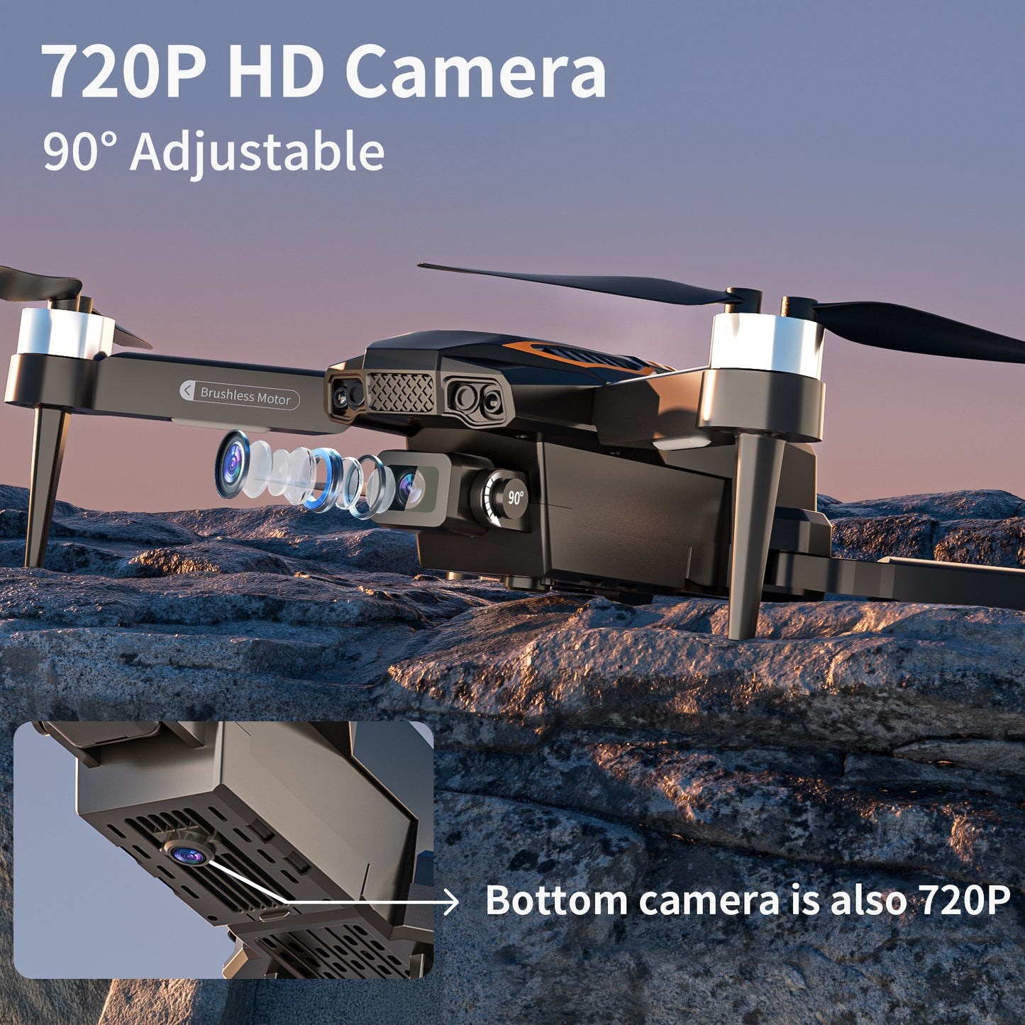 F198 Drone with Camera 720P HD 90°Adjustable Lens,RC Quadcopter with Dual Camera for Adults Beginners,Foldable FPV Drones WiFi APP,3D Flips,Auto Hold,Optical Flow Positioning,Waypoint Fly,Carry case