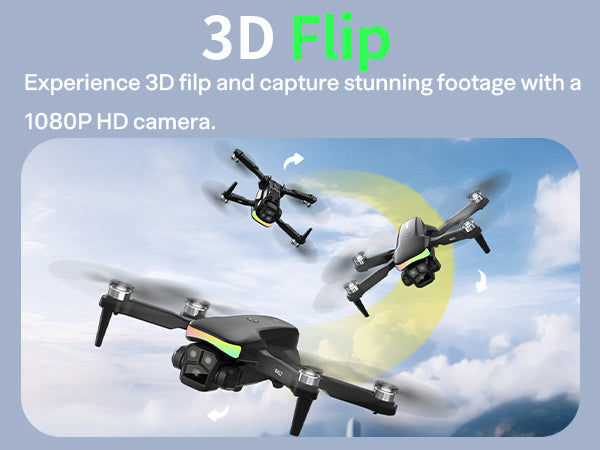 Drone with 1080P Camera Screen Remote Control,RGB LED Light FPV Drone Quadcopter,Headless Mode Altitude Hold Optical Flow Positioning,One Key Start/Land Foldable,3 Speed Modes