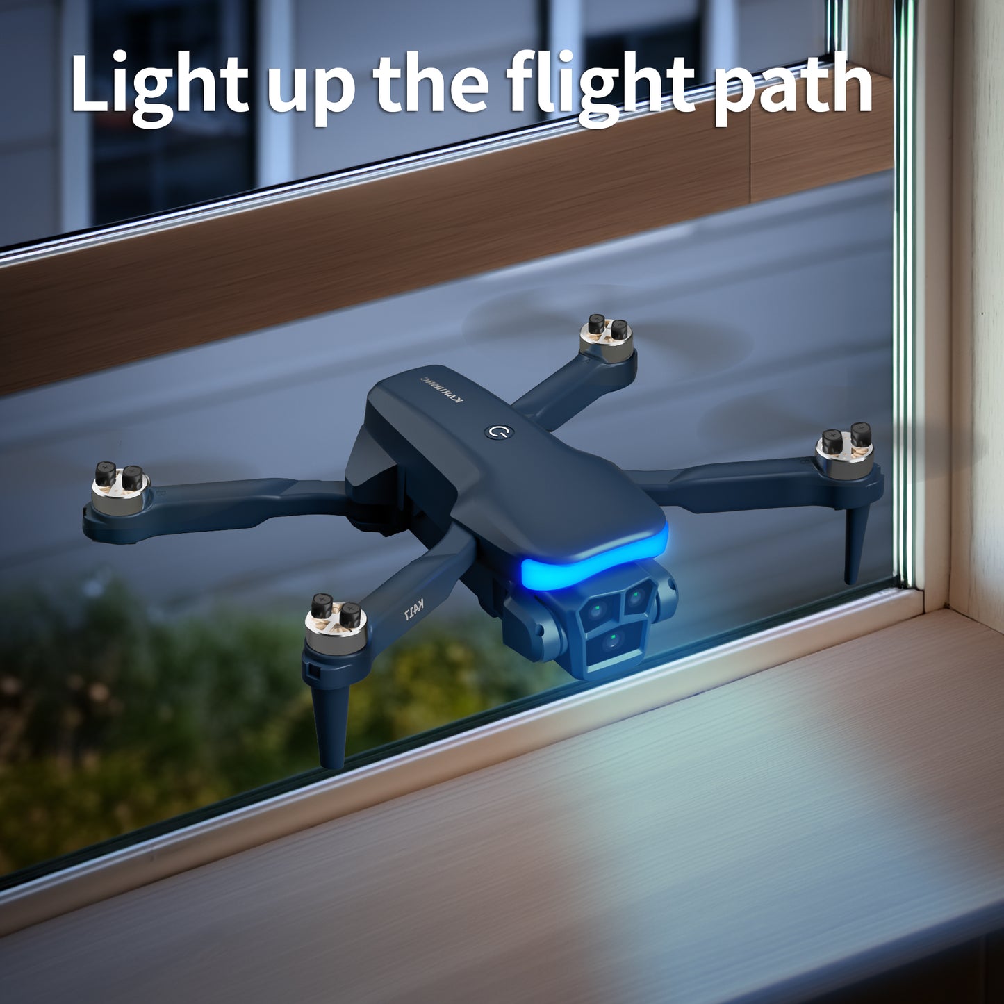 K417 Drohne mit Dual Kamera 1080p,LED Blau Lampe Bürstenlosem Drone mit 5GHz WIFI für Anfänger,FPV Drones Kopflos Modus,3D Flip,Höhenhaltung,Spielzeug und Geschenke,Modulare Batterie mit Langzeitflug