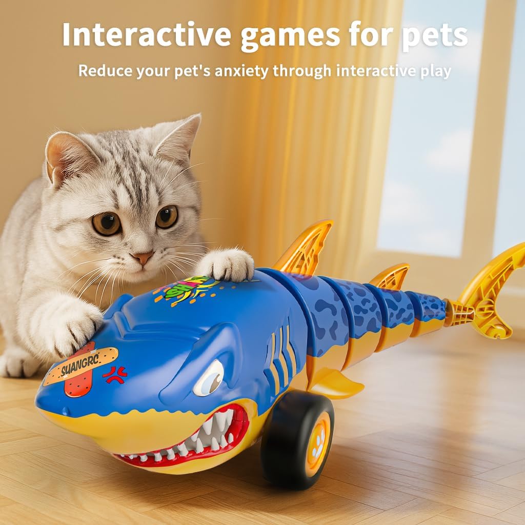 RC Shark Car Toy for Kids, 2.4Ghz Remote Control Shark with Swinging Tail, LED Lights, RC Car Toys for 3-6 Year Old Kids, Fun Gift Idea for Boys & Girls