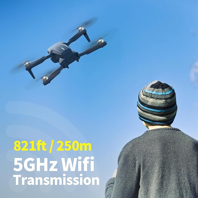 K417 Drohne mit Dual Kamera 1080p,LED Blau Lampe Bürstenlosem Drone mit 5GHz WIFI für Anfänger,FPV Drones Kopflos Modus,3D Flip,Höhenhaltung,Spielzeug und Geschenke,Modulare Batterie mit Langzeitflug