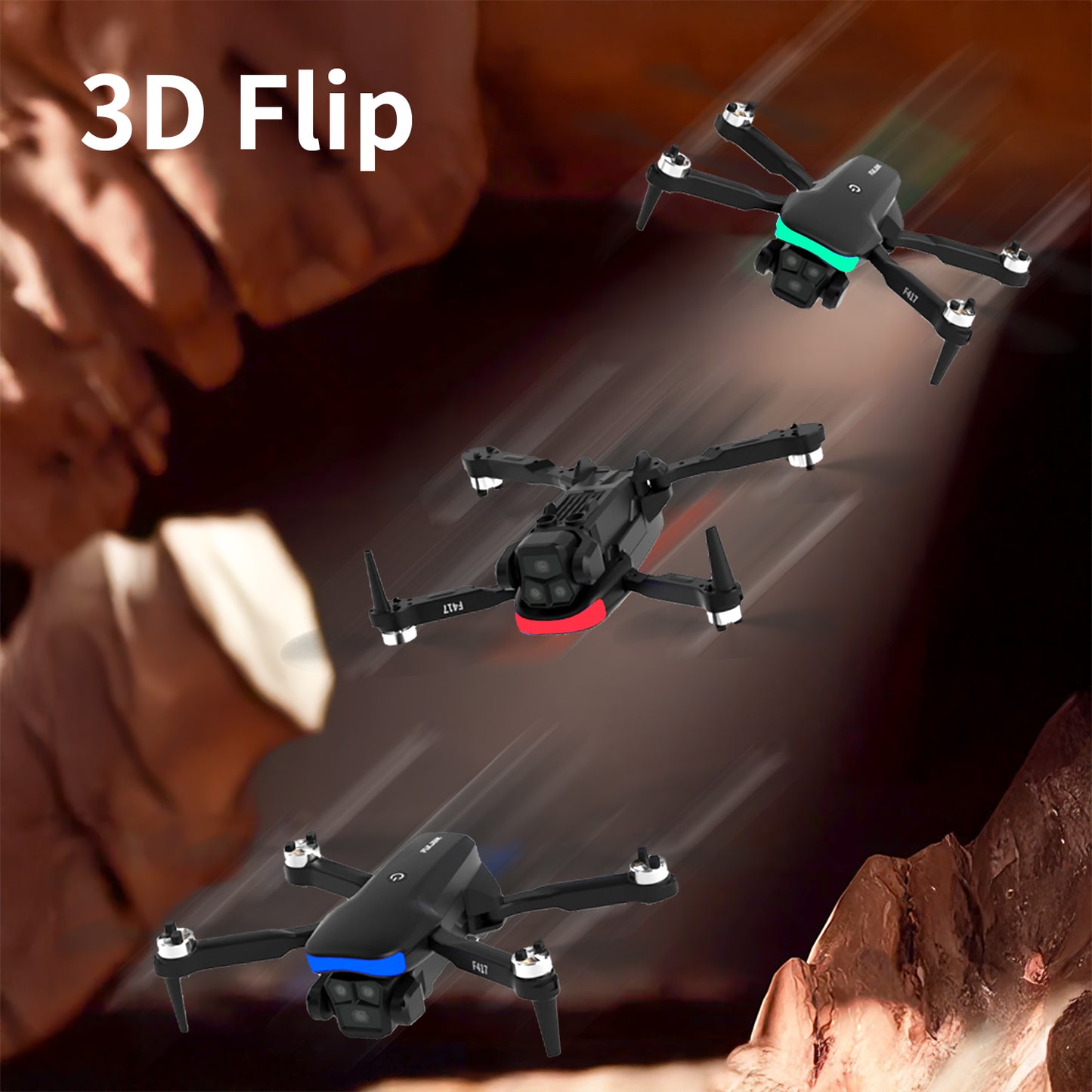 F417 Drone with Camera 1080P for Beginners and Adults,RGB LED Light 90°Electric Adjustable Lens,FPV Drone Mini RC Quadcopter with Live Video Camera,360° Flip,One Key Take Off/Land,Carry Case,Black