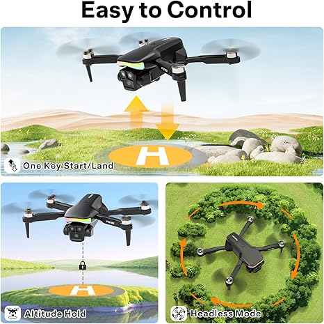 Drone with 1080P Camera Screen Remote Control,RGB LED Light FPV Drone Quadcopter,Headless Mode Altitude Hold Optical Flow Positioning,One Key Start/Land Foldable,3 Speed Modes