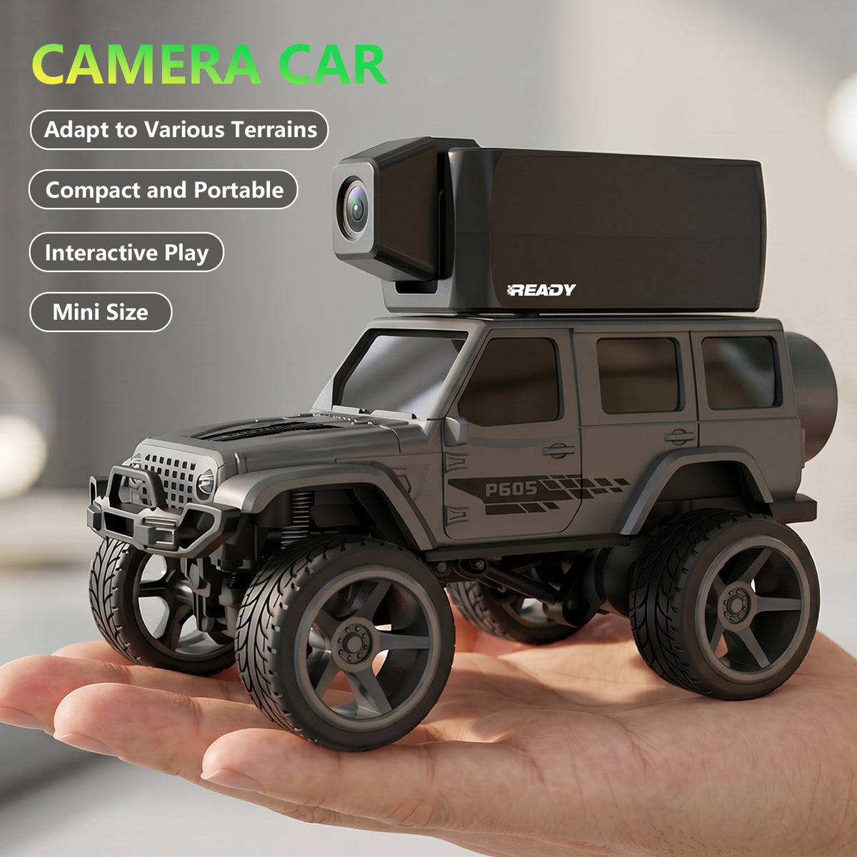 1:64 FPV RC Car Toys with Magnetic 45° Camera, Remote Control Truck with LCD Screen, Live Video, App, 2 Speed, 2.4GHz Indoor Toys for Boys Girls 6 12 Years Old