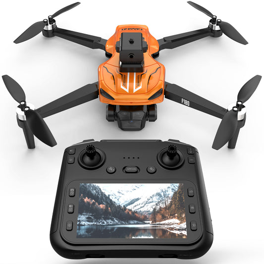 F180 GPS Drone with 4.5" LCD RC Screen, Auto Return, Auto Obstacle Avoidance, SD Card, Follow Me, Under 249g
