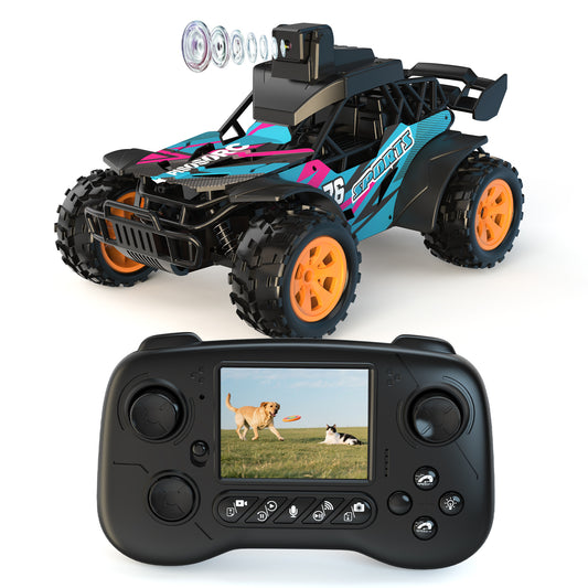 RC Truck with Camera, 2.4GHz Remote Control Car with 2.4" LCD Screen & 60° Adjustable Camera, Live Video, APP/Remote Control, 2 Speeds, Rechargeable Off-Road RC Vehicles, Gift for Adults and Kids