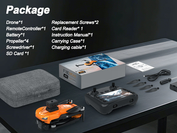 F180 GPS Drone with 4.5" LCD RC Screen, Auto Return, Auto Obstacle Avoidance, SD Card, Follow Me, Under 249g