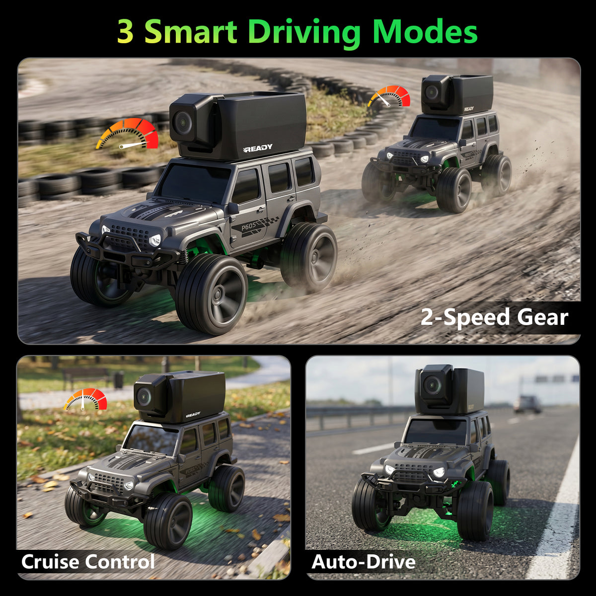 1:64 FPV RC Car Toys with Magnetic 45° Camera, Remote Control Truck with LCD Screen, Live Video, App, 2 Speed, 2.4GHz Indoor Toys for Boys Girls 6 12 Years Old